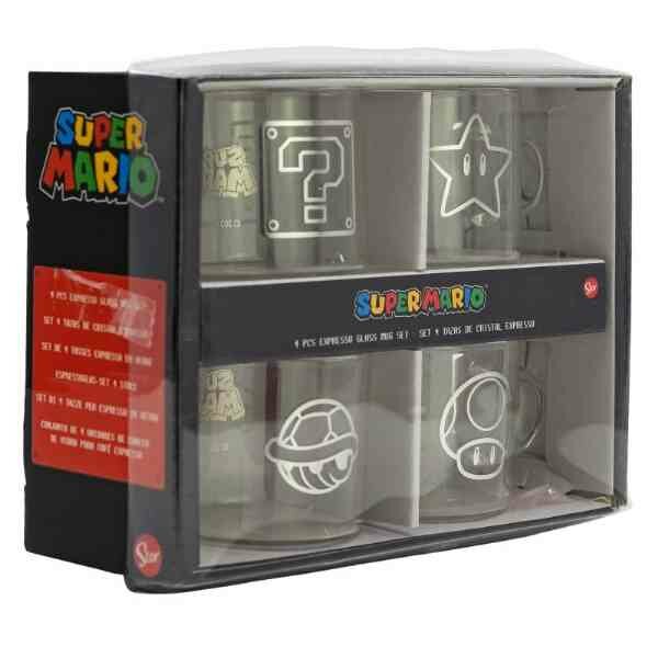 SUPER MARIO - Set of 4 Expresso Glass Mug - 100 ml