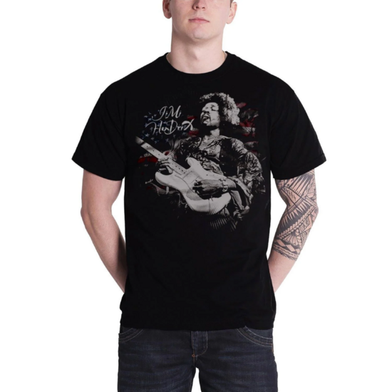 MUSIC - T-Shirt Jimi Hendrix Flag (M)