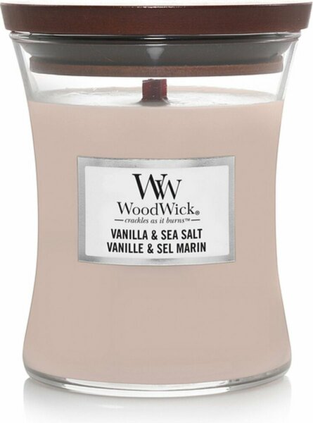 WoodWick Hourglass Medium Geurkaars - Vanilla &amp; Sea Salt