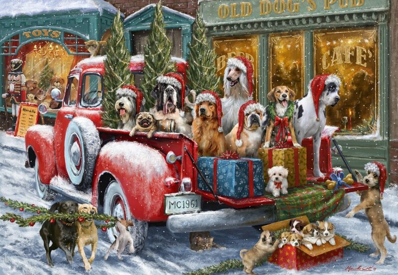 Dogs on Truck - Puzzel -1000 stukjes