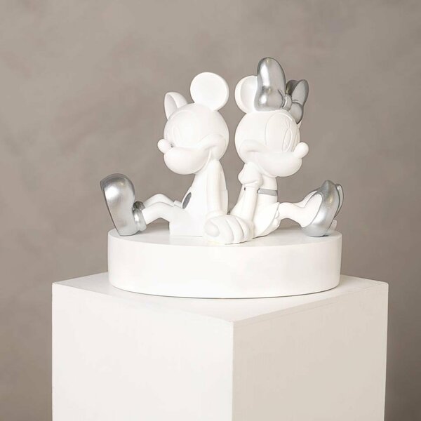 DISNEY - &#039;White&amp;Silver&#039; - Mickey &amp; Minnie - Money Bank - 19cm