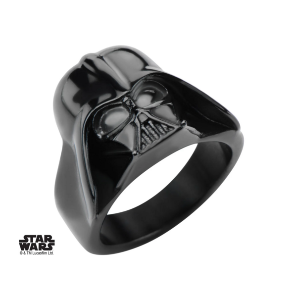 STAR WARS - Men&#039;s Stainless Steel Black 3D Darth Vader Ring - Size 10