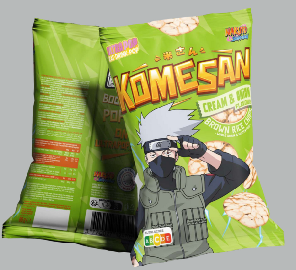 NARUTO SHIPPUDEN - Komesan &#039;Rice Crips&#039; - Kakashi - 60g - Onion Cream