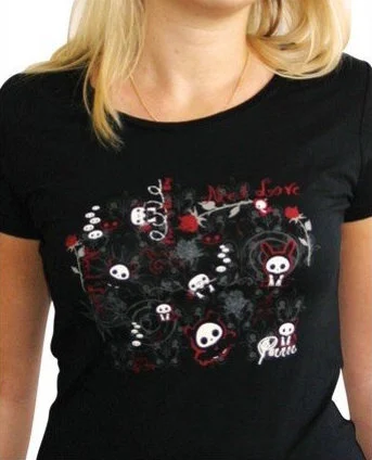SKELANIMALS - T-Shirt DARK LOVE Femme Black Basic (XL)