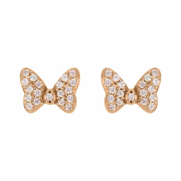 MINNIE - Bow - 1 Pair of Gold Plated Sterling Silver CZ Stone Earrings