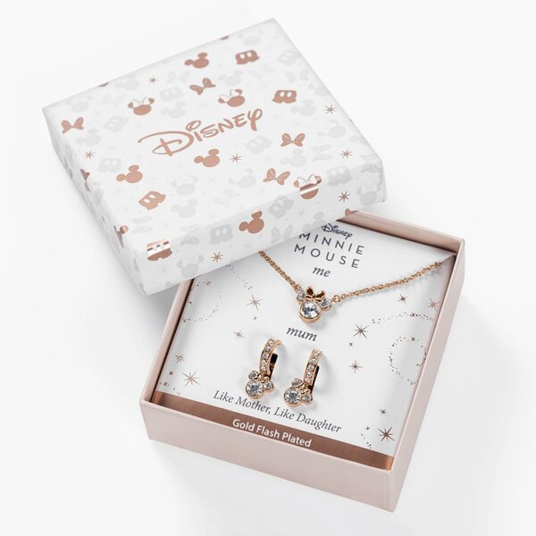 MINNIE -Mother &amp; Daughter Set- Silver Brass Plated Necklace + Earrings