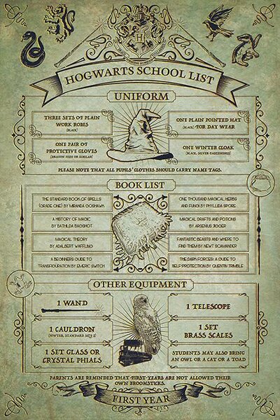 HARRY POTTER - Poster 61x91 - Hogwarts School List