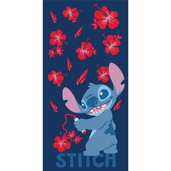 DISNEY - Stitch &quot;Flowers&quot; - Beach Towel 100% Cotton - 70x140cm