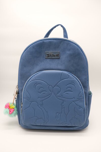STITCH &amp; ANGEL - Fashion Duo Blue Corduroy BackPack - &#039;32x25x14cm&#039;