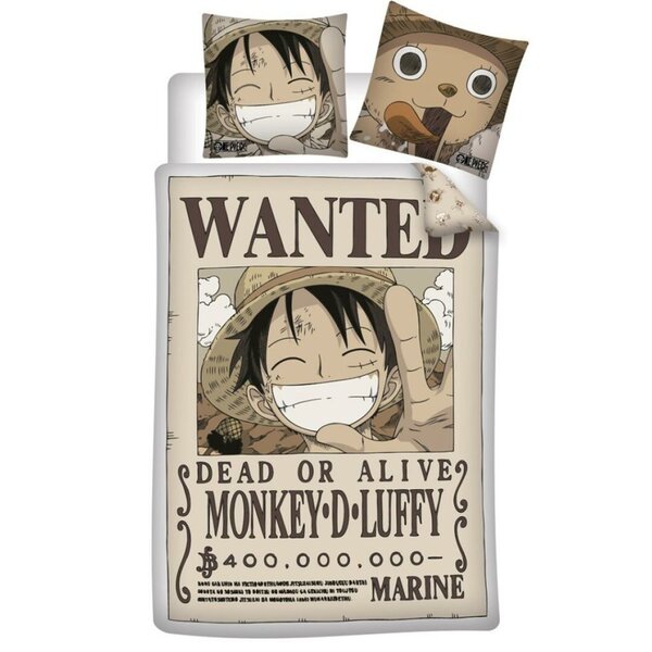 ONE PIECE - Luffy &quot;Wanted&quot; - Duvet Cover 140x200cm + 65x65cm