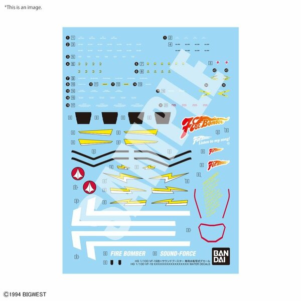 MACROSS - HG 1/100 VF-19 Custom Fire Valkyrie Water Decals - Model Kit