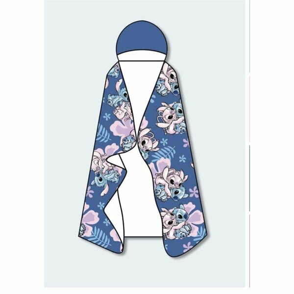 DISNEY - Stitch &amp; Angel &quot;Flowers&quot; - Hooded Blanket 120x150cm