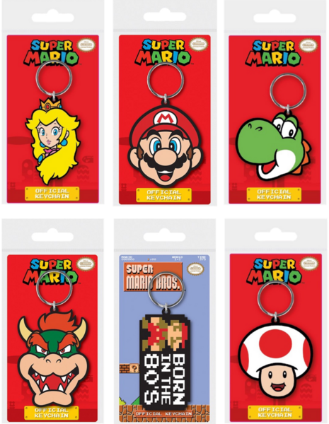 SUPER MARIO - Set of 12 Rubber Keychains - 6 Assortments