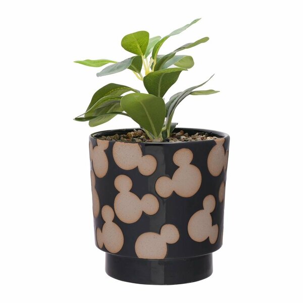 MICKEY - Shapes - Black&amp;White - Planter with Faux Plant