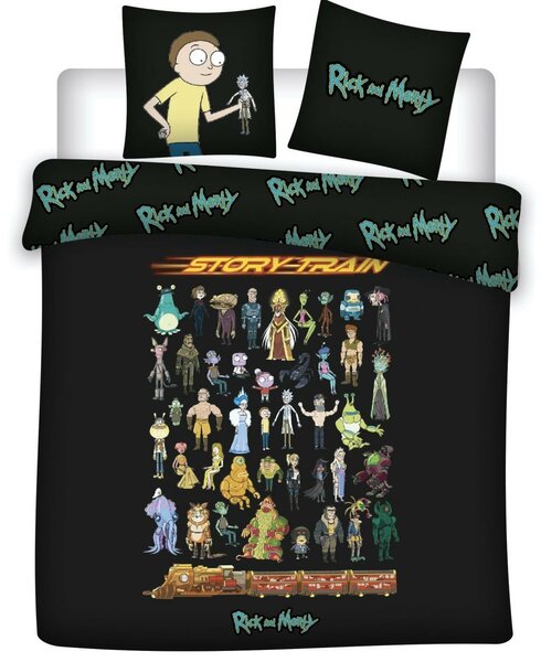 RICK &amp; MORTY - Duvet Cover 240x220cm - Story Train &#039;100% Coton&#039;