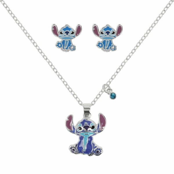 STITCH - Earrings &amp; Necklace Set - Plated Brass
