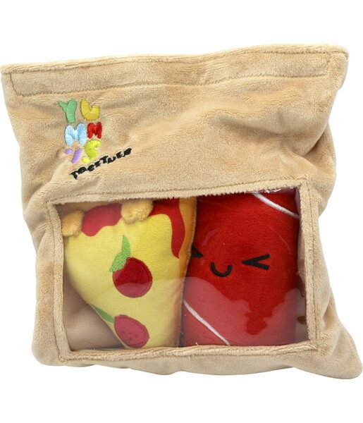 YUMMIES - Pizza &amp; Cola - 2 plush 15cm in plush bag 21x21cm