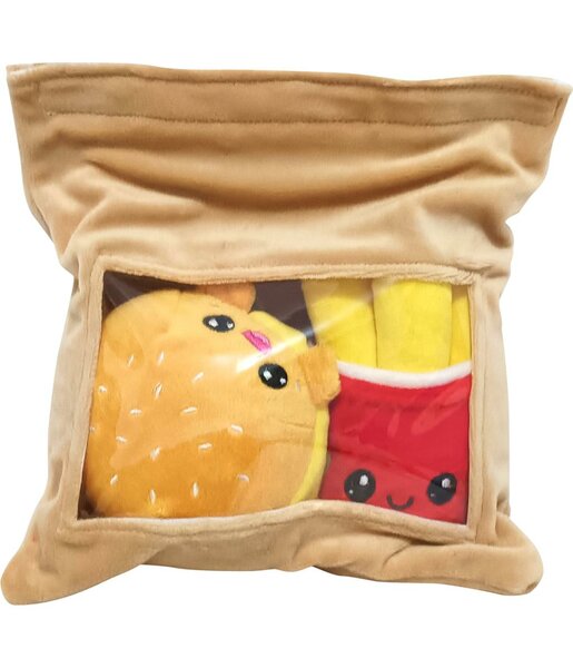 YUMMIES - Burger &amp; French fries - 2 plush 15cm in plush bag 21x21cm