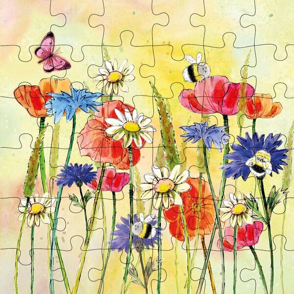 Puzzel wenskaart Animal Friends - Wenskaart met Puzzel - Wild Flowers