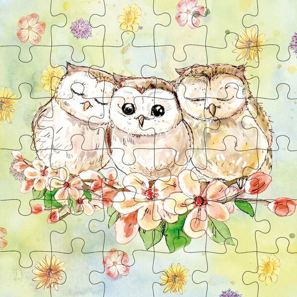 Puzzel wenskaart - Animal Friends - Wenskaart met Puzzel -  Owls