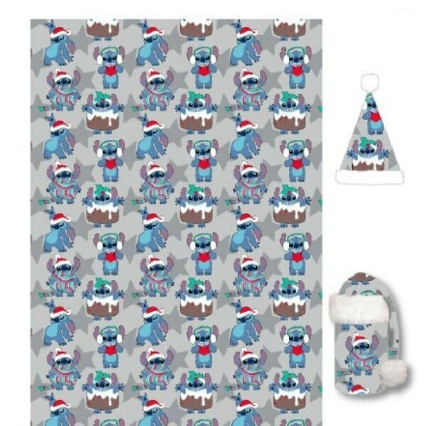 LILO &amp; STITCH - Flanel Blanket 110x140cm + Hat - Christmas Stitch