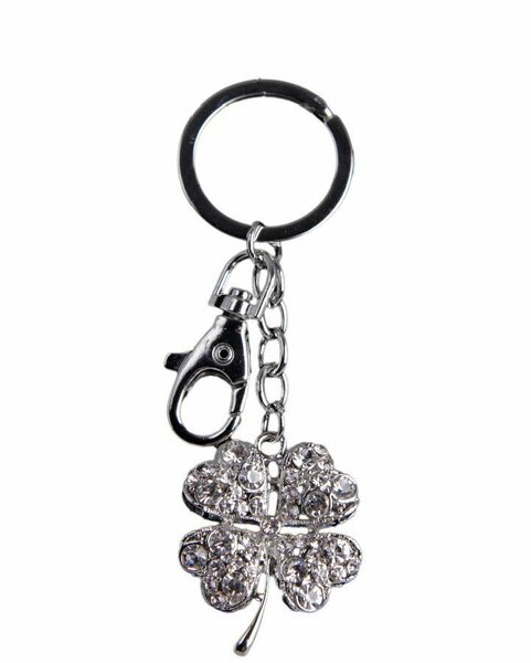 Sparkling Keyring met Austrian Crystals - Klavertje