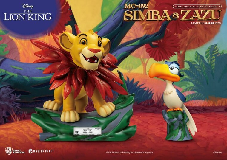 THE LION KING - Simba &amp; Zazu - 2 Statue Pack Master Craft 31cm &amp; 7cm