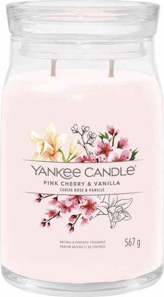Yankee Candle - Pink Cherry &amp; Vanilla Large Jar Geurkaars - 90 branduren - twee lonten