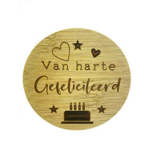 Bamboe deksel - Light Up - Van harte Gefeliciteerd