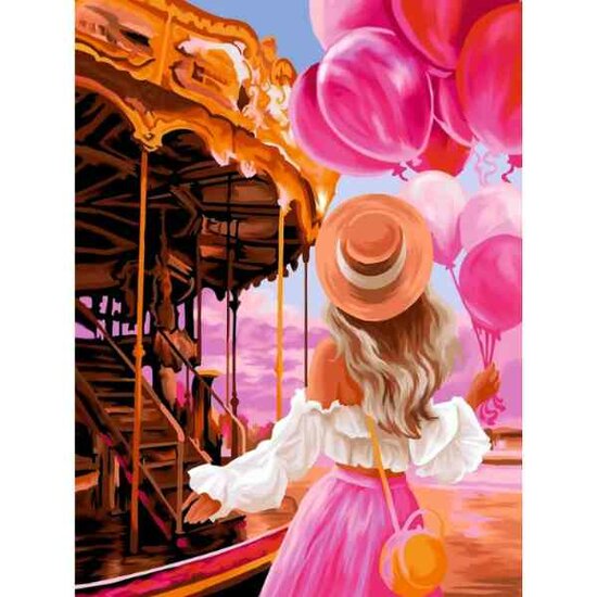 Diamond painting op kader &quot;Fairytale carousel&quot; 30x40 cm