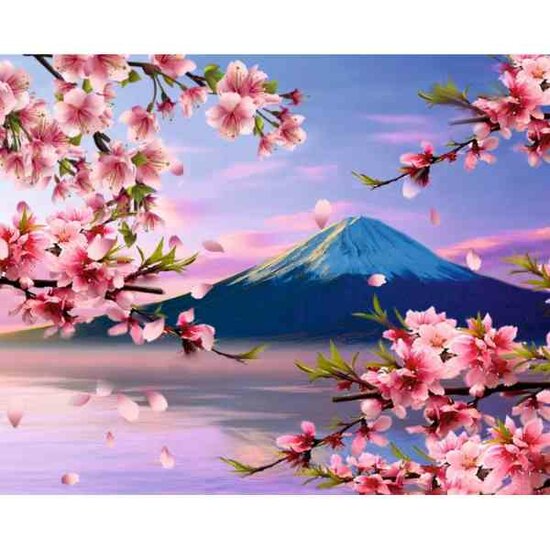 Diamond painting op kader &quot;Mount Fuji&quot; 40x50 cm