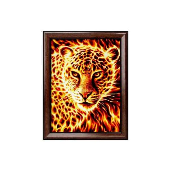 Diamond Painting Fire Leopard 30x40 cm vierkante steentjes