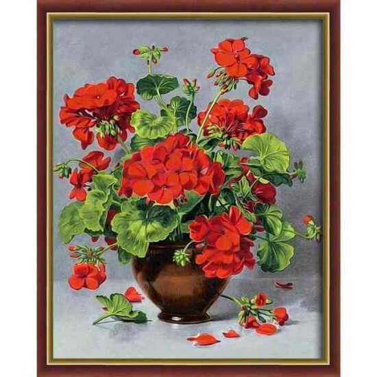 Diamond Painting Red geranium 40x50 cm vierkante steentjes