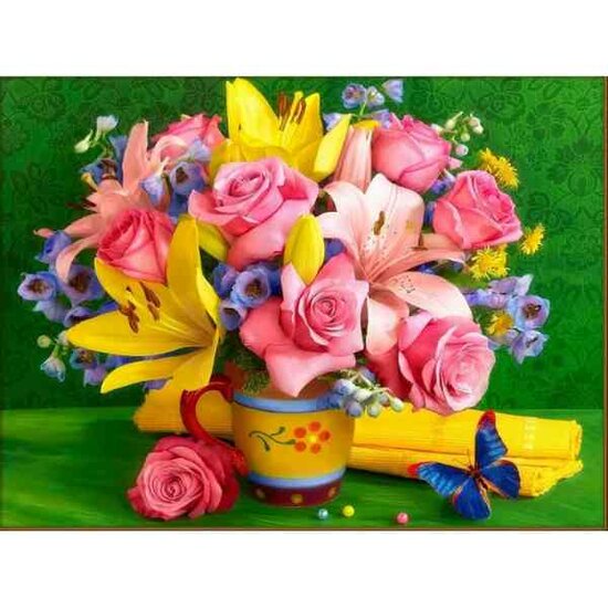 Diamond Painting Splendid bouquet 30x40 cm vierkante steentjes