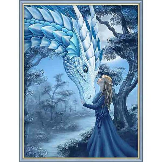 Diamond Painting The Girl and the Dragon 30 x 40 cm vierkante steentjes