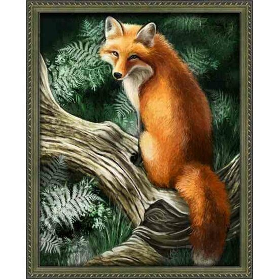 Diamond painting kit &quot;A fox on a tree&quot; 40x50 cm vierkante steentjes
