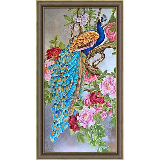 Diamond painting kit &quot;Beautiful peacock&quot; 30x60 cm vierkante steentjes