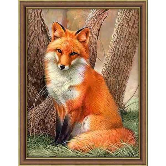 Diamond painting kit &quot;Red Fox&quot; 30x40 cm vierkante steentjes
