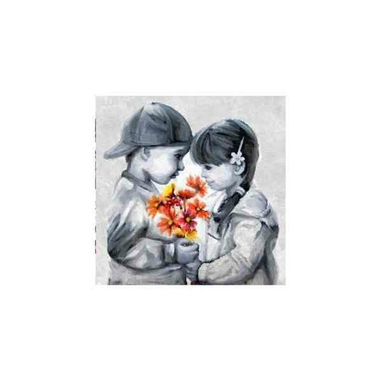 Daimond Painting kit Kids with Flowers 30 x 30 cm vierkante steentjes