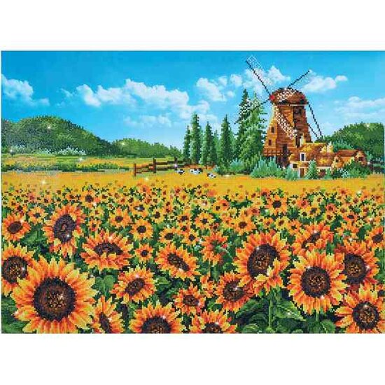 Diamond Painting DD13.016 DIAMOND DOTZ&reg; - 76.5x57cm - Sunflower Windmill