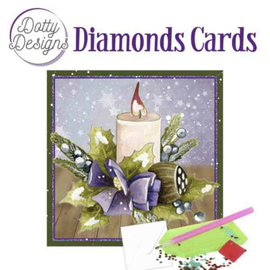 Dotty Designs Diamond Cards - Candle with Purple Bow