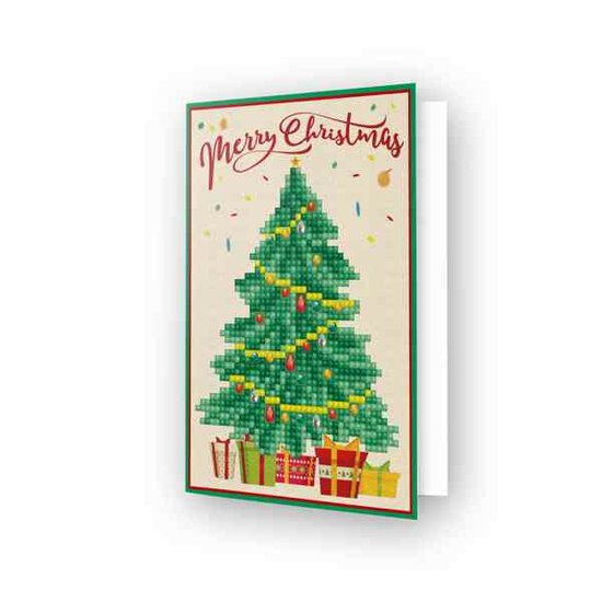 Diamond Painting DDG.014  12.6x17.7 cm - Wenskaart MERRY CHRISTMAS TREE