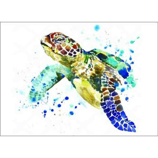 Diamond Painting Graceful Turtle 40 x 30 cm  ronde steentjes met kader