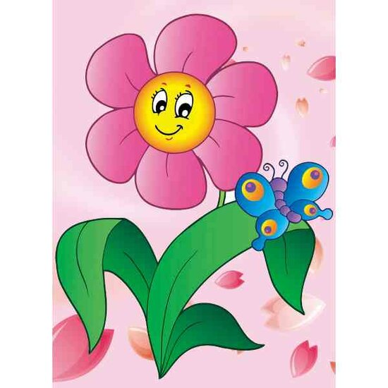 Flower with buterfly 22 x 17 cm ronde steentjes op kader