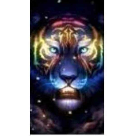 Diamond Painting  Woeste Tijger Extra blinkende vierkante steentjes 40 x70  cm