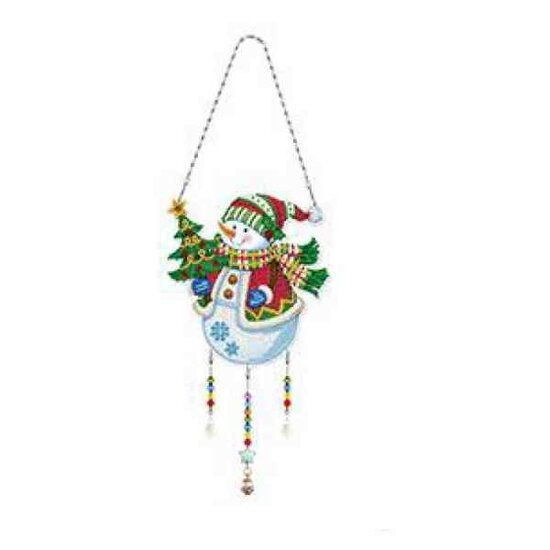 Hanger Diamond Painting sneeuwman  Diameter 17 cm