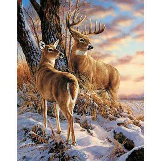 Diamond Painting Hert in Winter Full Vierkant 38x48