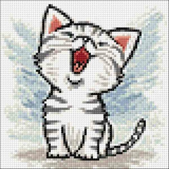Diamond  Painting Kitten 20x20 vierkante steentjes