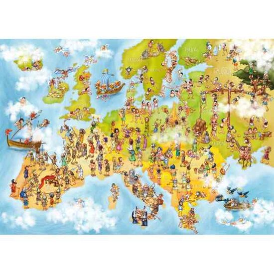 Cartoon Collection - Map of Europe -  Puzzel 1000 Stukjes