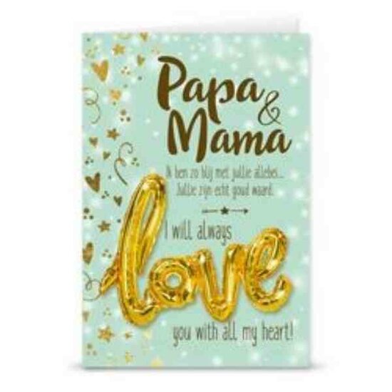 Wenskaart Love Ballon Papa en Mama